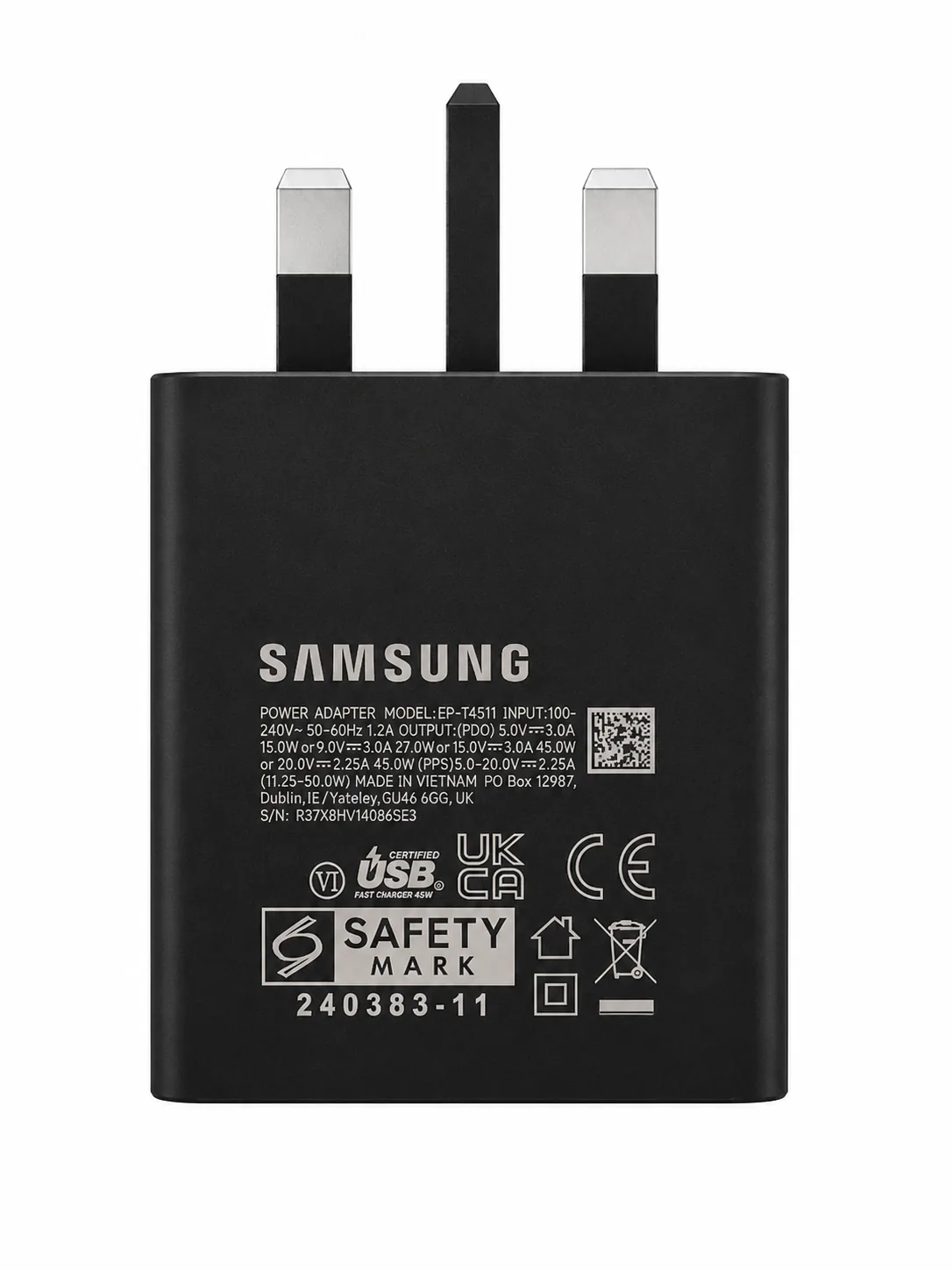 شارژر دیواری سامسونگ 45w + کابل اورجینال چین